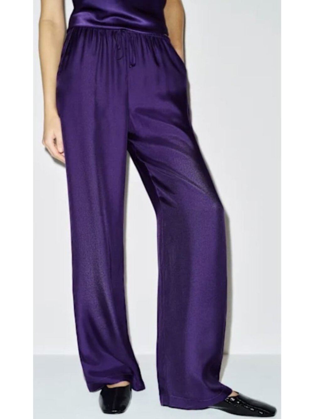 Reformation Gale Satin Bias Pant XS Purple NWT Wide Leg Drawstring Revolve
